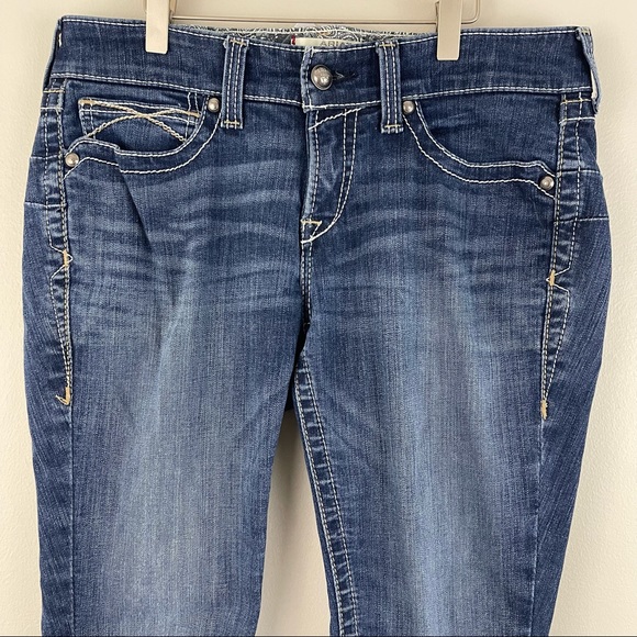 ARIAT Womens R.E.A.L Mid Rise Icon Stackable Straight Leg Skinny Jeans - Picture 4 of 11